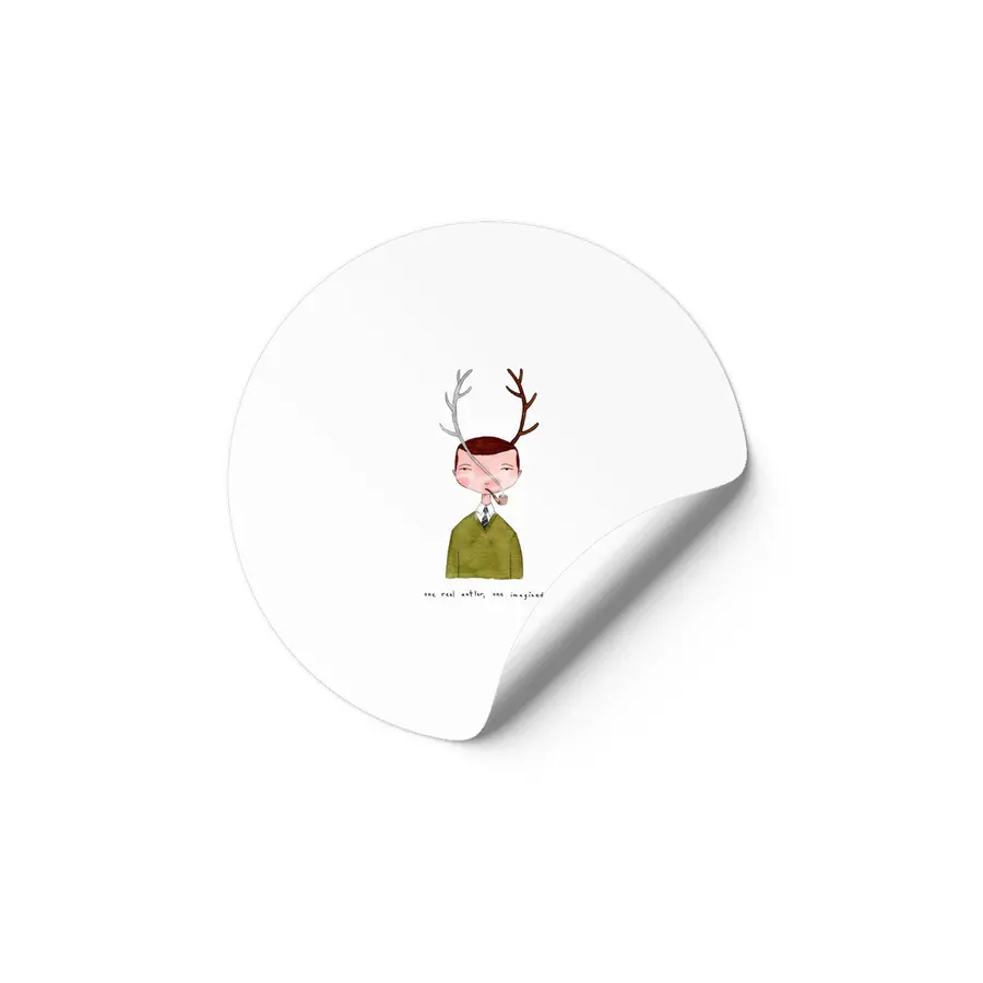 One real antler, one imagined Etiket