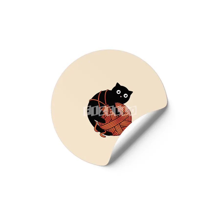 Cat and yarn ball Etiket