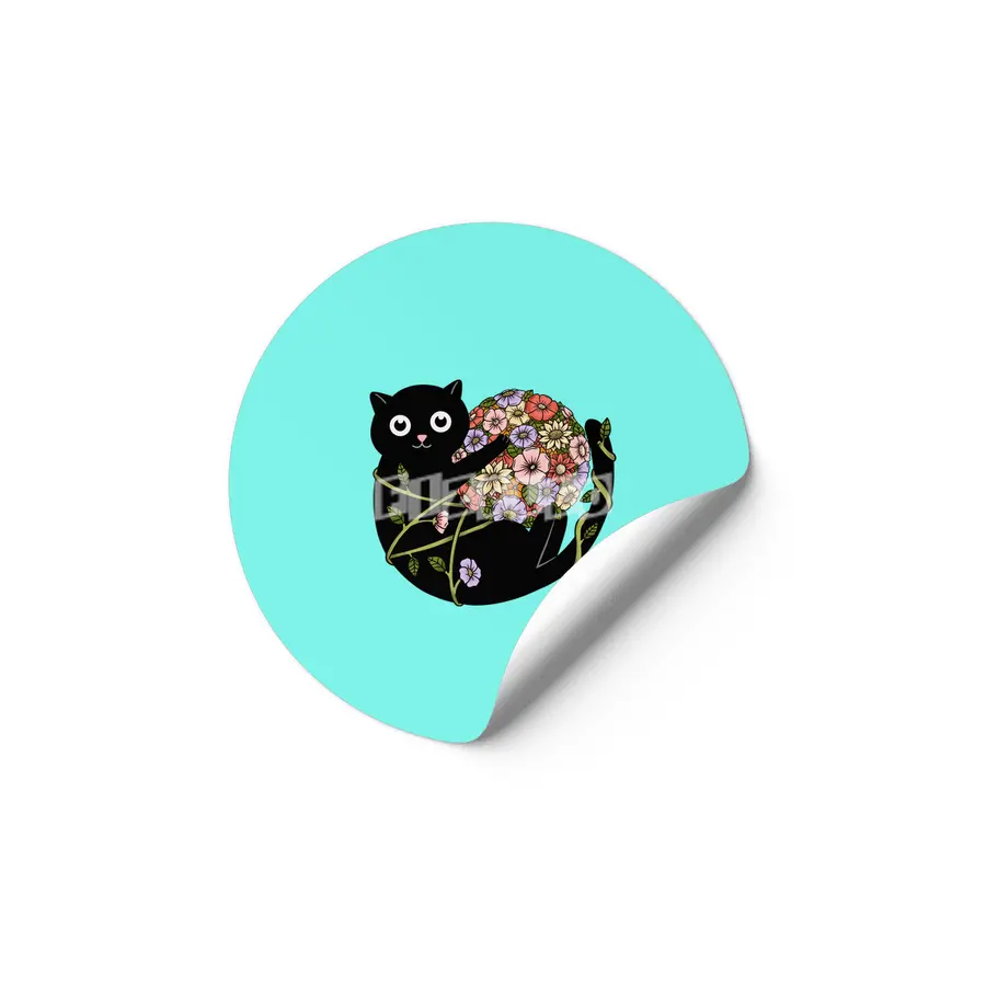 Cat flowers ball Etiket