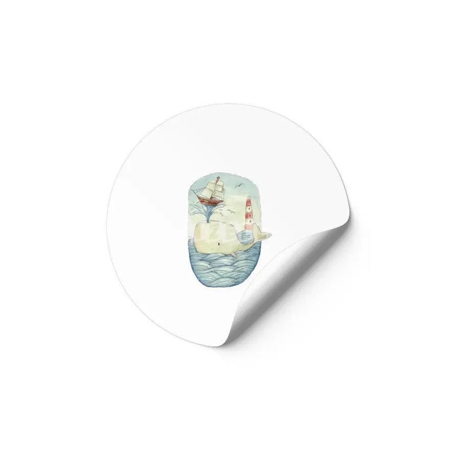 Cute Whale in the Sea Etiket