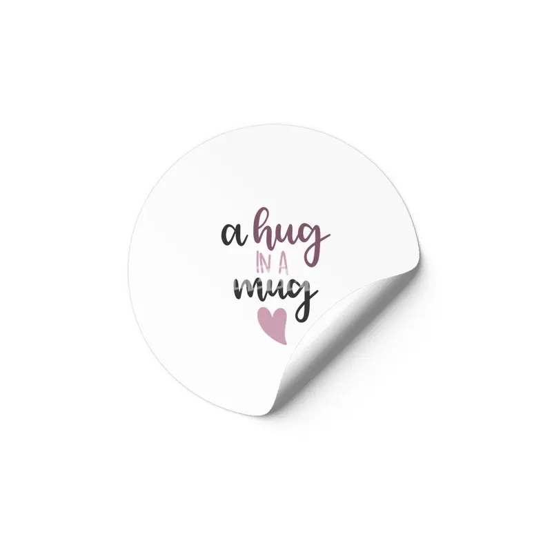 A Hug In A Mug - Cute Saying With A Heart Etiket