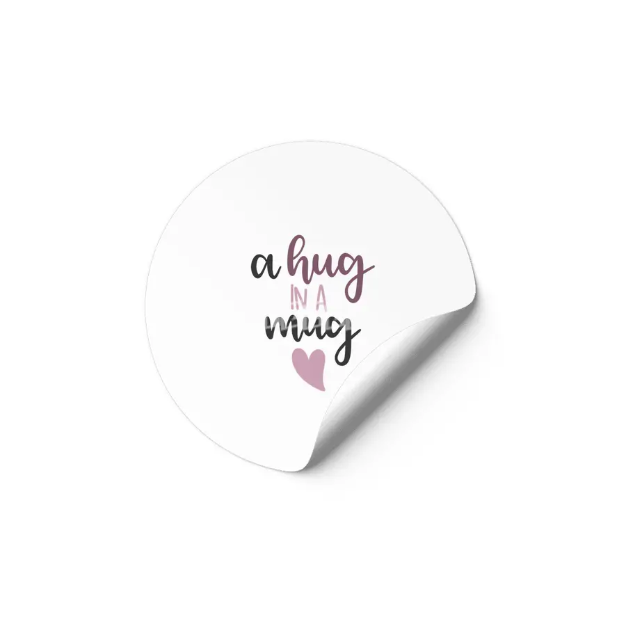 A Hug In A Mug - Cute Saying With A Heart Etiket