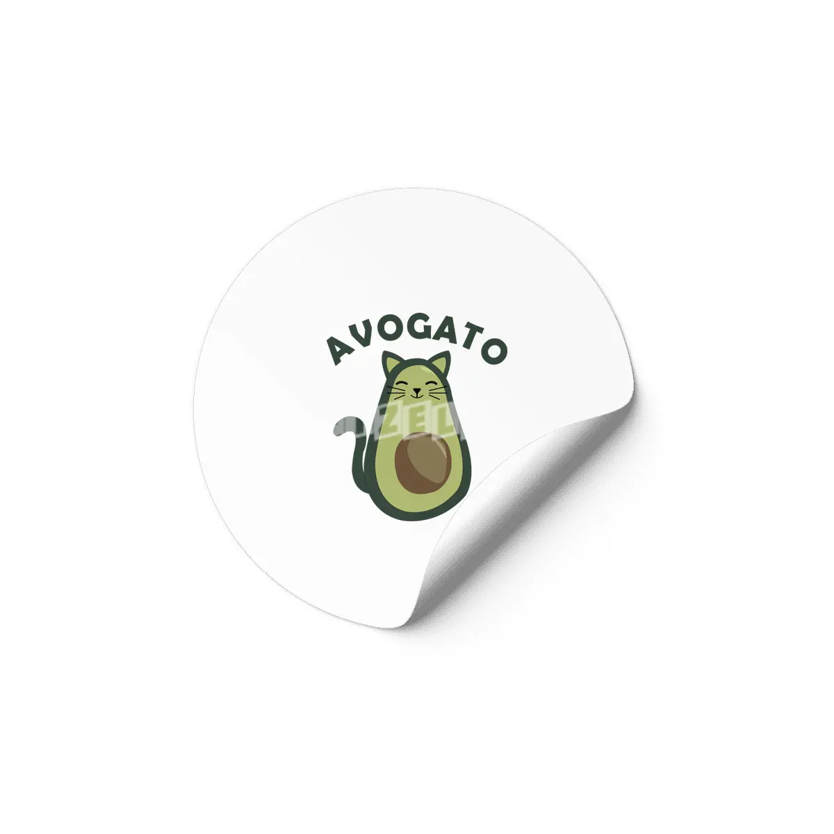 Avogato Avocado Cat Funny Food Green Etiket
