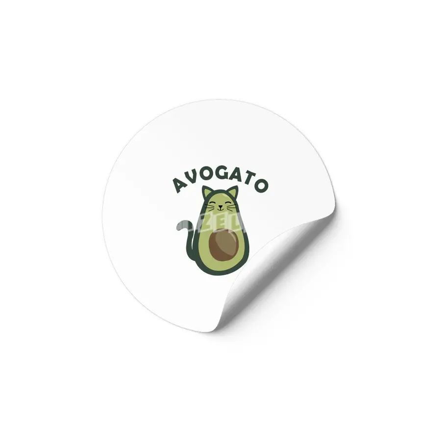 Avogato Avocado Cat Funny Food Green Etiket