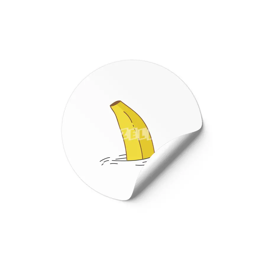 Banana Shark Fin Funny Banana Shark Fish Etiket