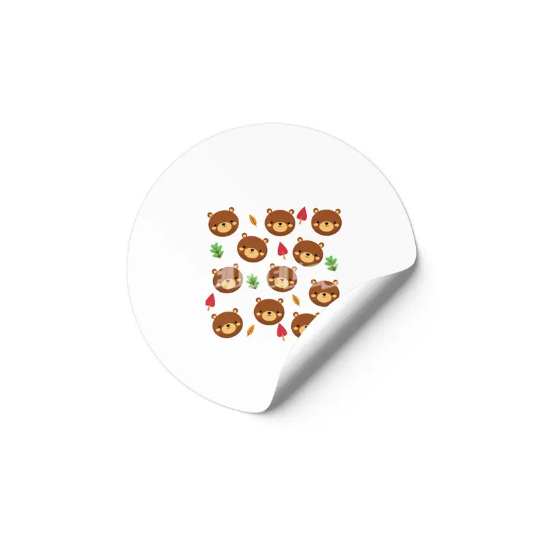 Bear Bears Pattern Leaves Cute Animals Forest Etiket