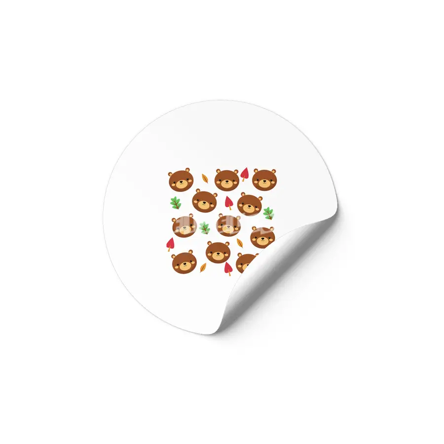 Bear Bears Pattern Leaves Cute Animals Forest Etiket