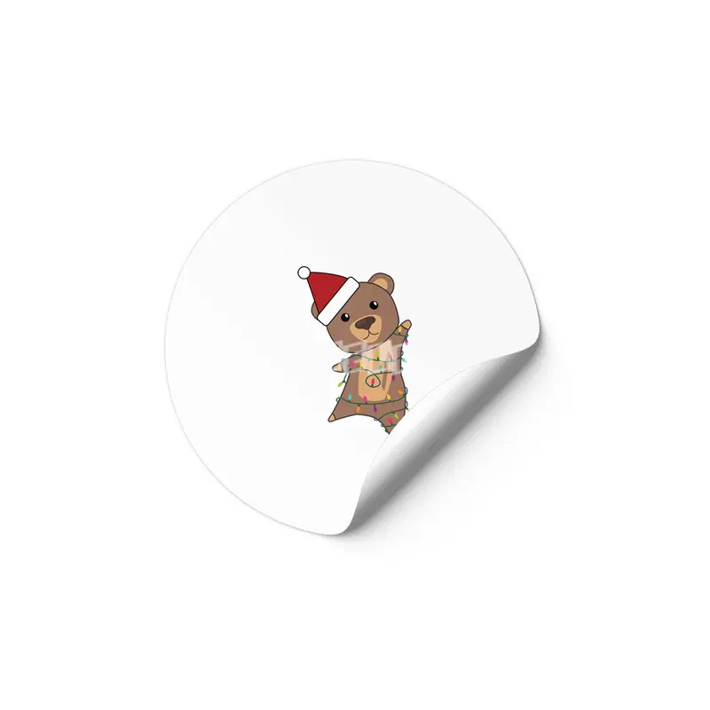 Bear Christmas Fairy Lights Cute Animals Kids Etiket