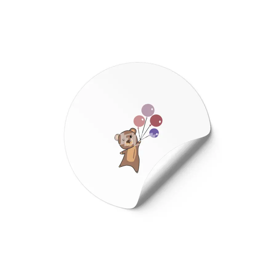 Bear Flies Up With Balloons Cute Animals Etiket