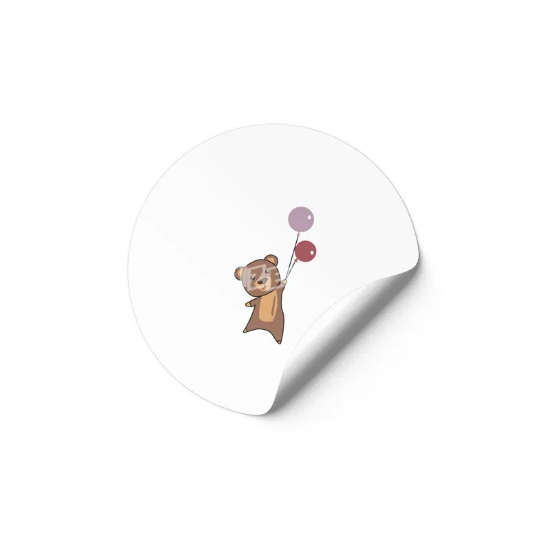 Bear Flies Up With Balloons Cute Animals Etiket