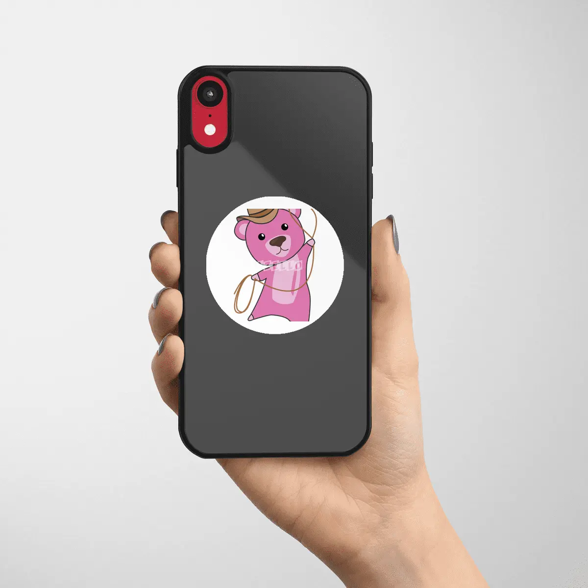 Bear Pink Cowboy Lasso Cute Animals For Kids Etiket