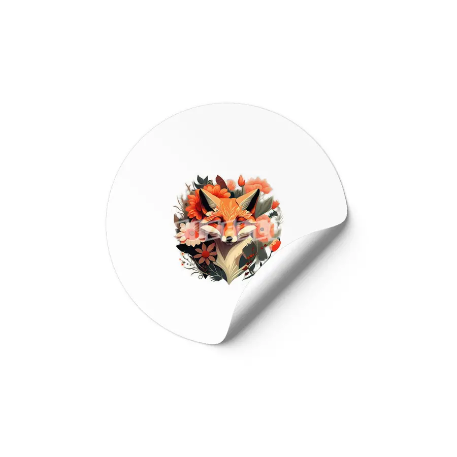 fox with flowers Etiket
