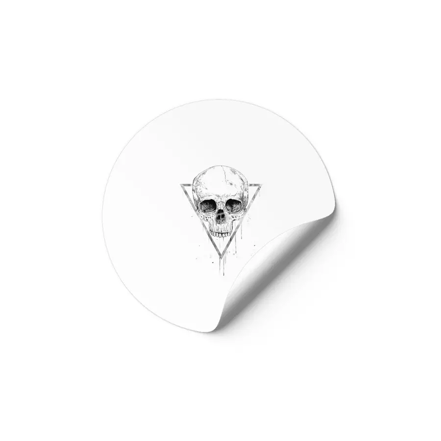 Skull in a triangle (bw) Etiket