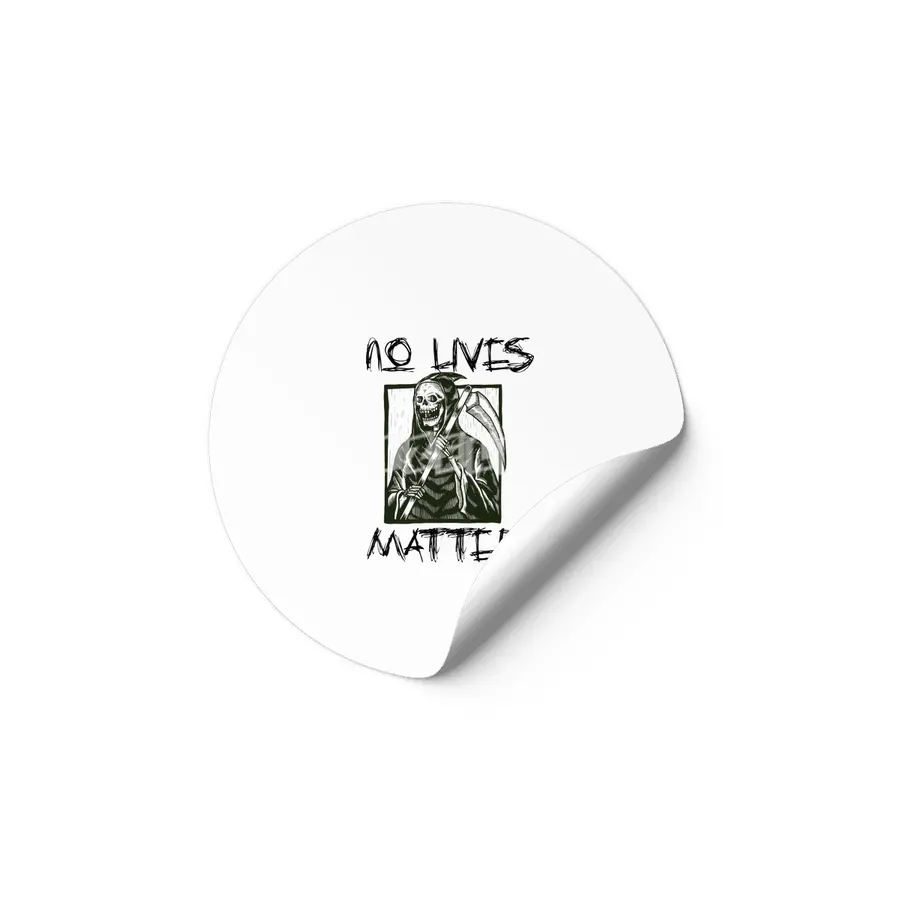 No Lives Matter Metal Rock Grim Reaper Design Etiket