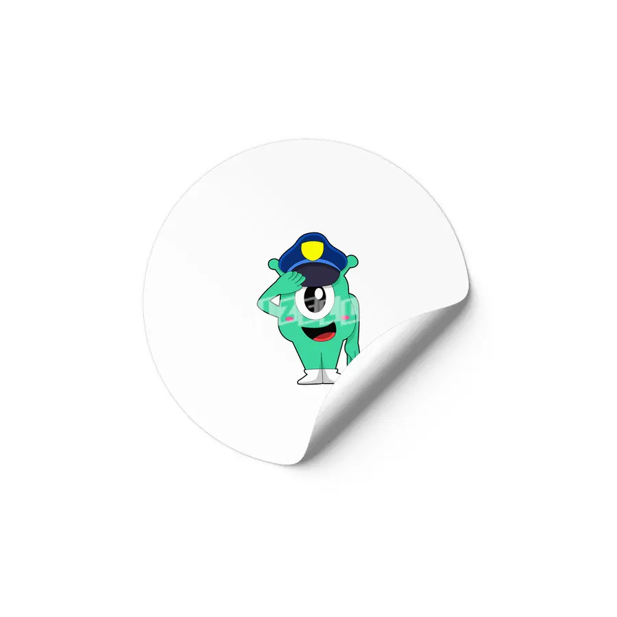 Alien as Police officer with Police hat Etiket