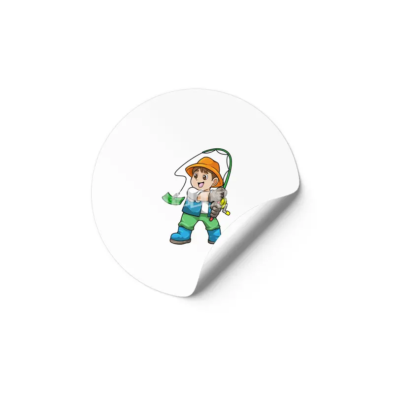 Angler with Fishing rod Etiket