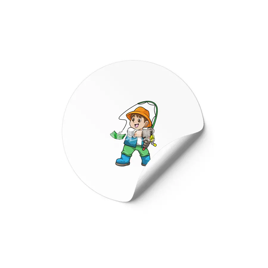 Angler with Fishing rod Etiket
