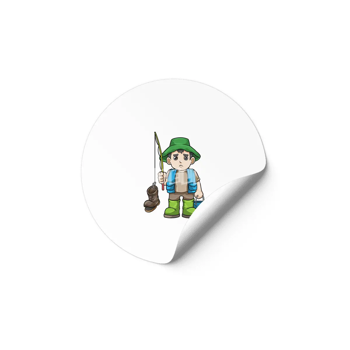 Angler with Fishing rod & Bucket Etiket