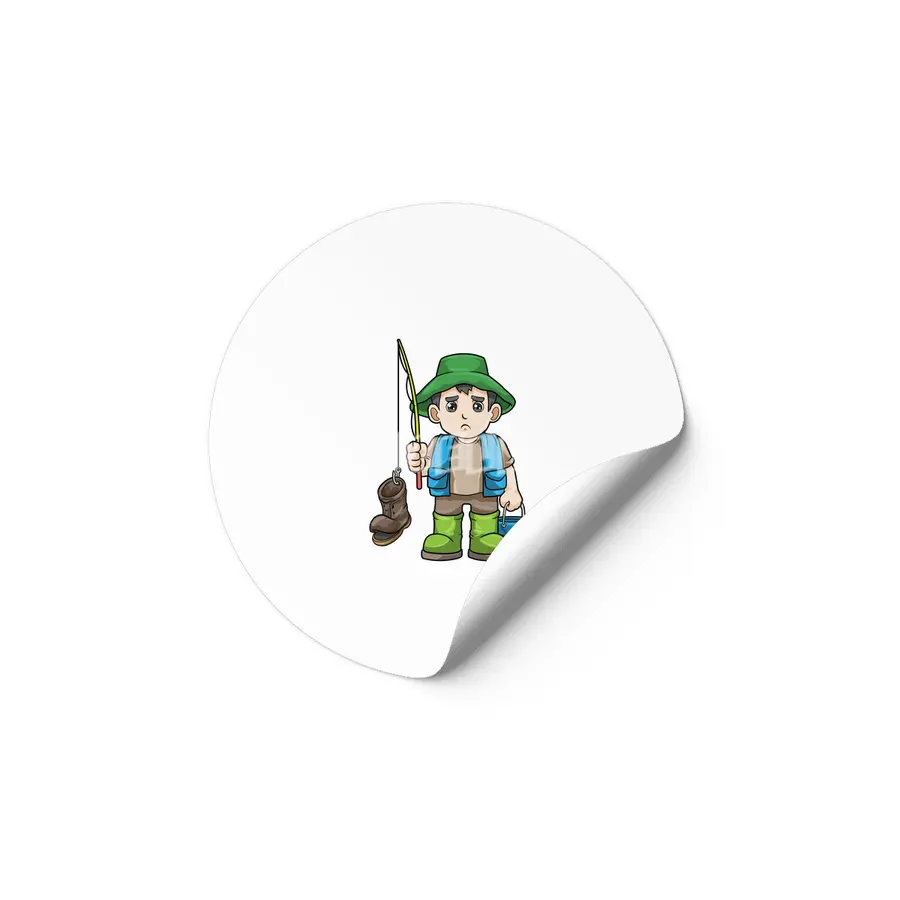 Angler with Fishing rod & Bucket Etiket