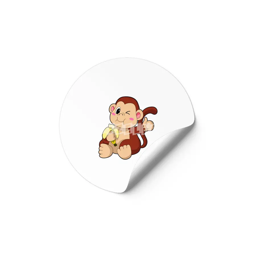 Baby Monkey with Banana Etiket