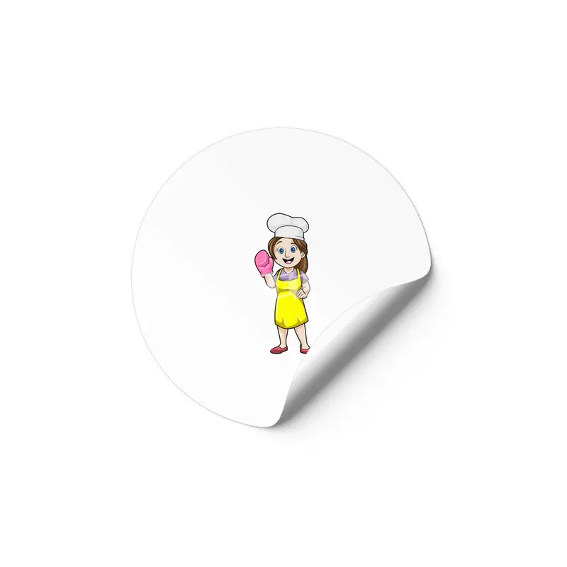 Baker with Cooking apron & Oven gloves Etiket