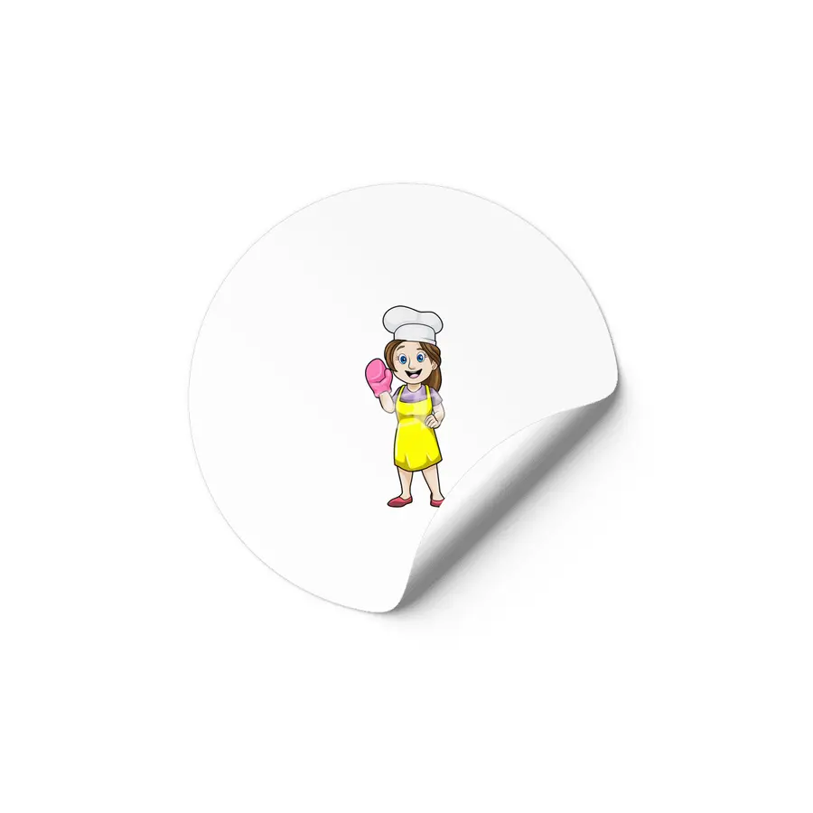 Baker with Cooking apron & Oven gloves Etiket