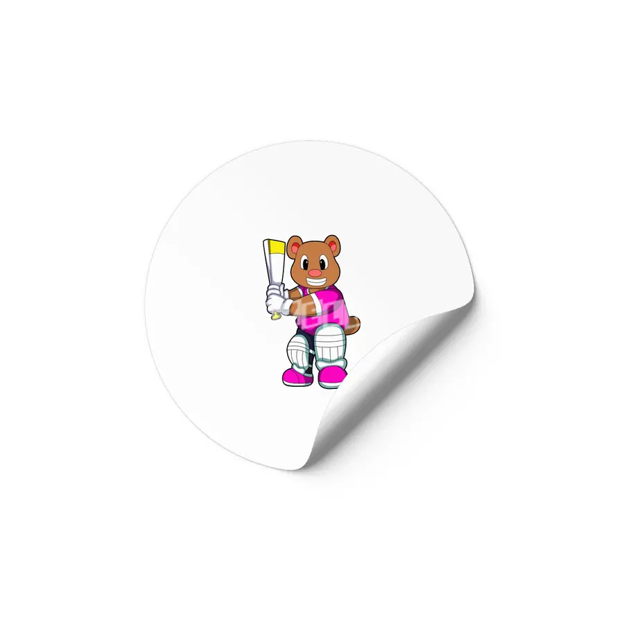 Bear as Batsman with Cricket bat Etiket