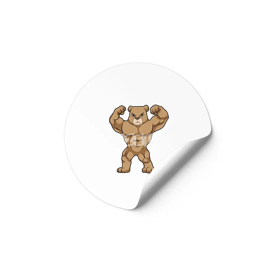 Bear as Bodybuilder with big Muscles Etiket