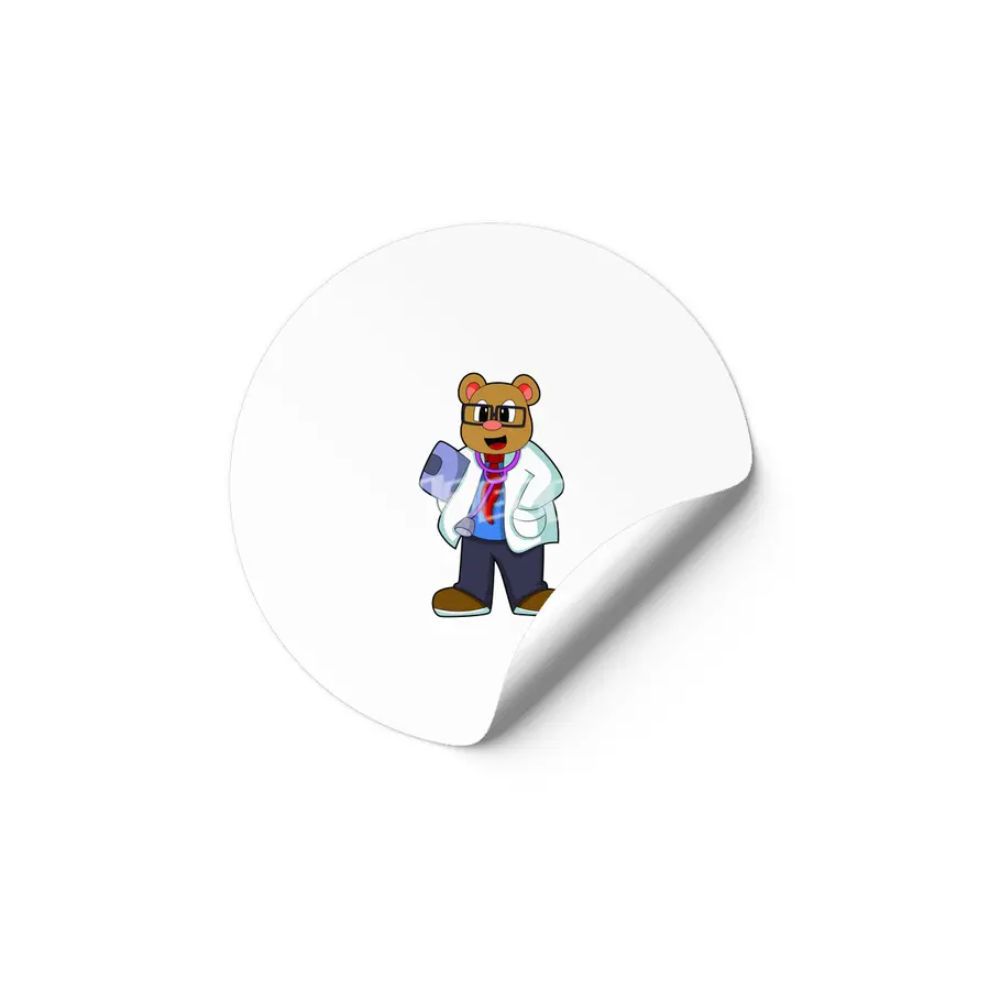 Bear as Doctor with Stethoscope Etiket