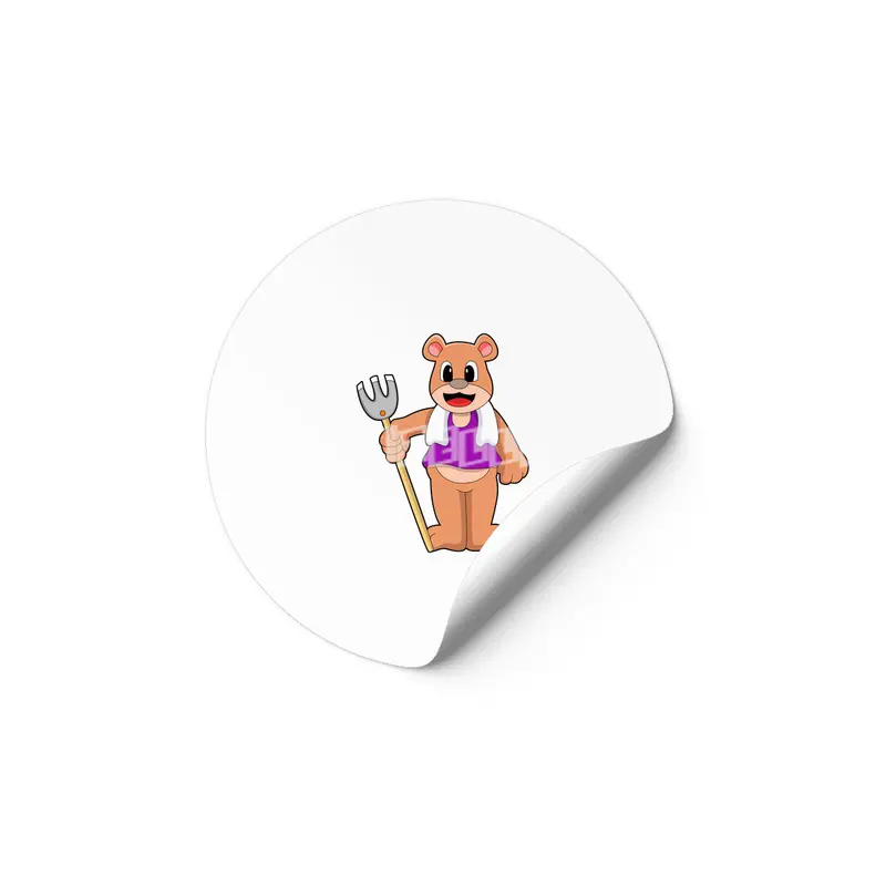 Bear as Farmer with Rake Etiket