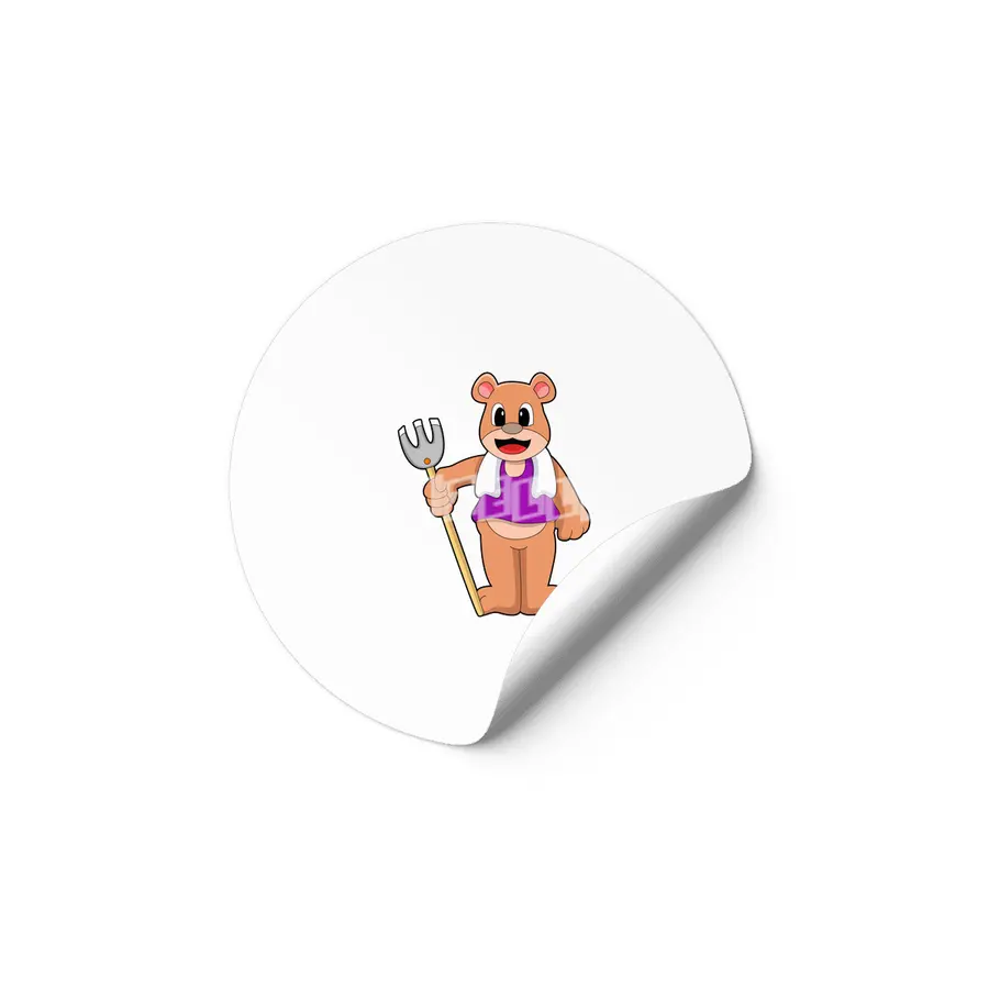 Bear as Farmer with Rake Etiket