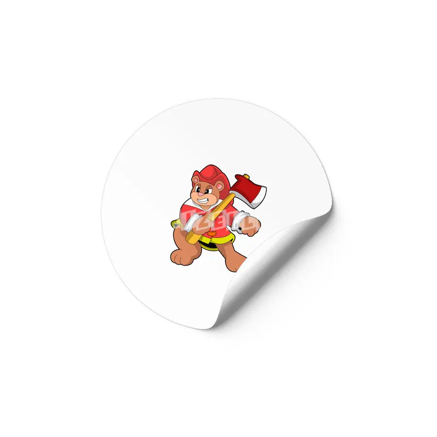 Bear as Firefighter with Ax Etiket