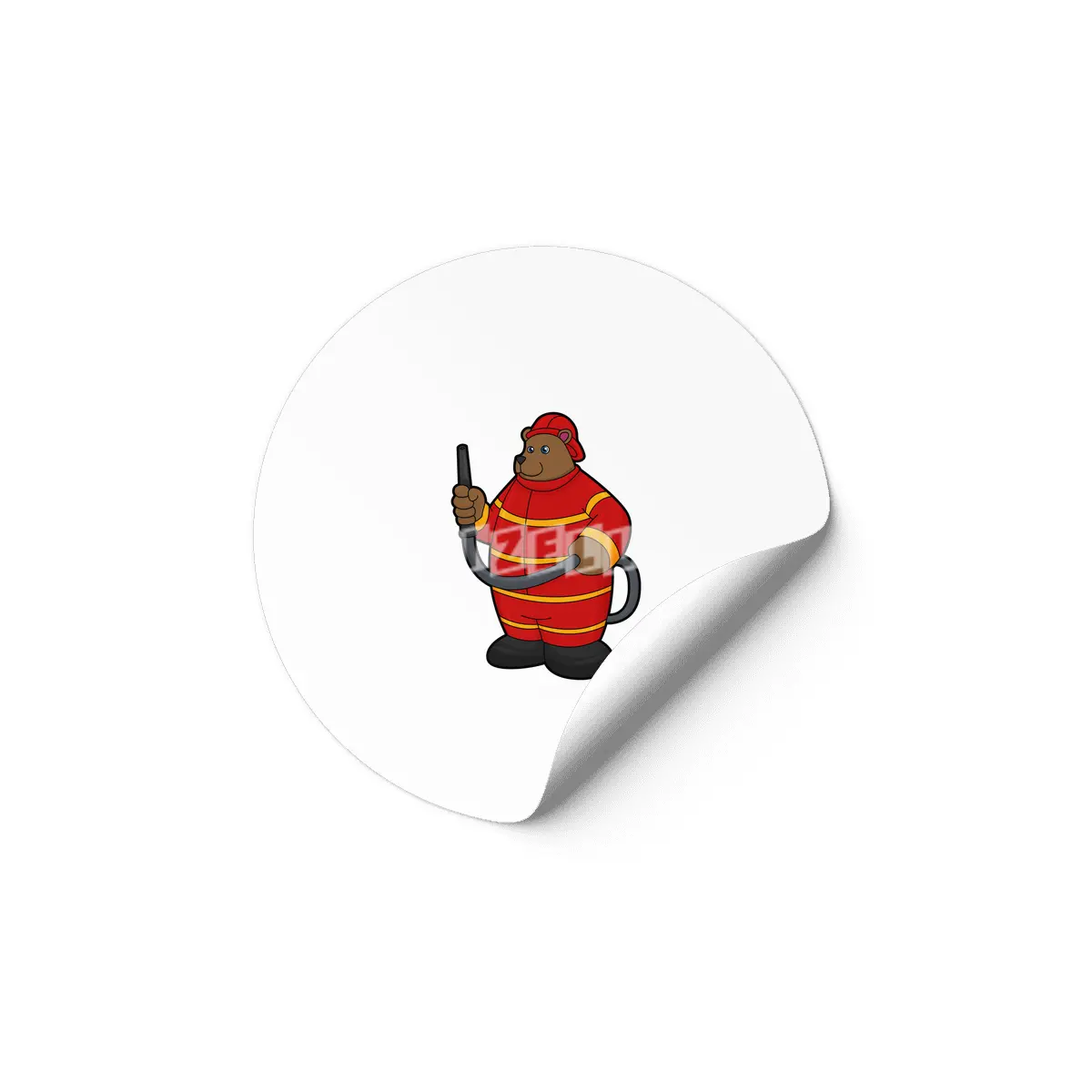 Bear as Firefighter with Hose Etiket