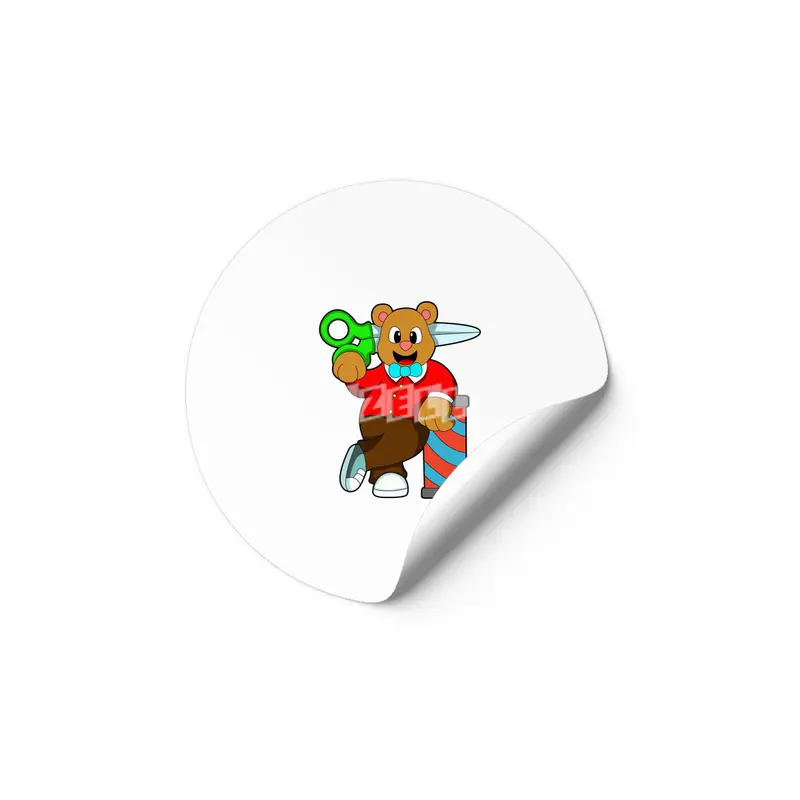 Bear as Hairdresser with Scissors Etiket
