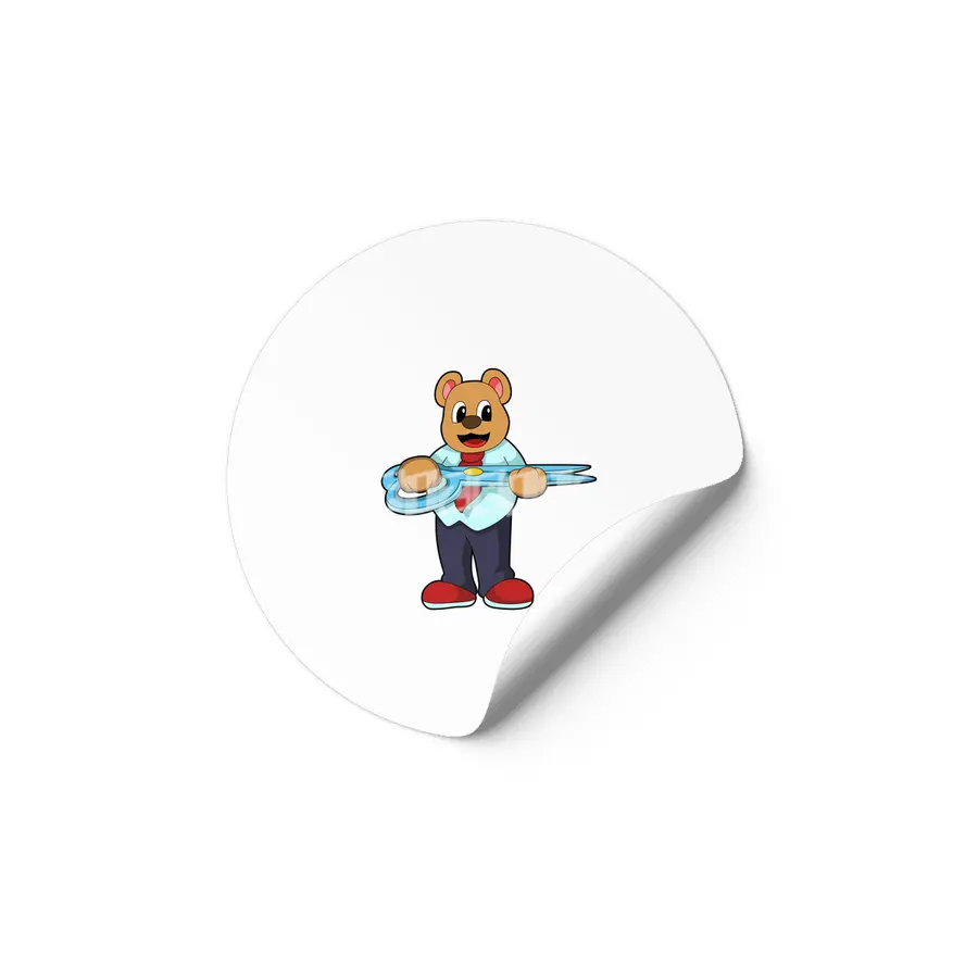 Bear as Hairdresser with Scissors Etiket