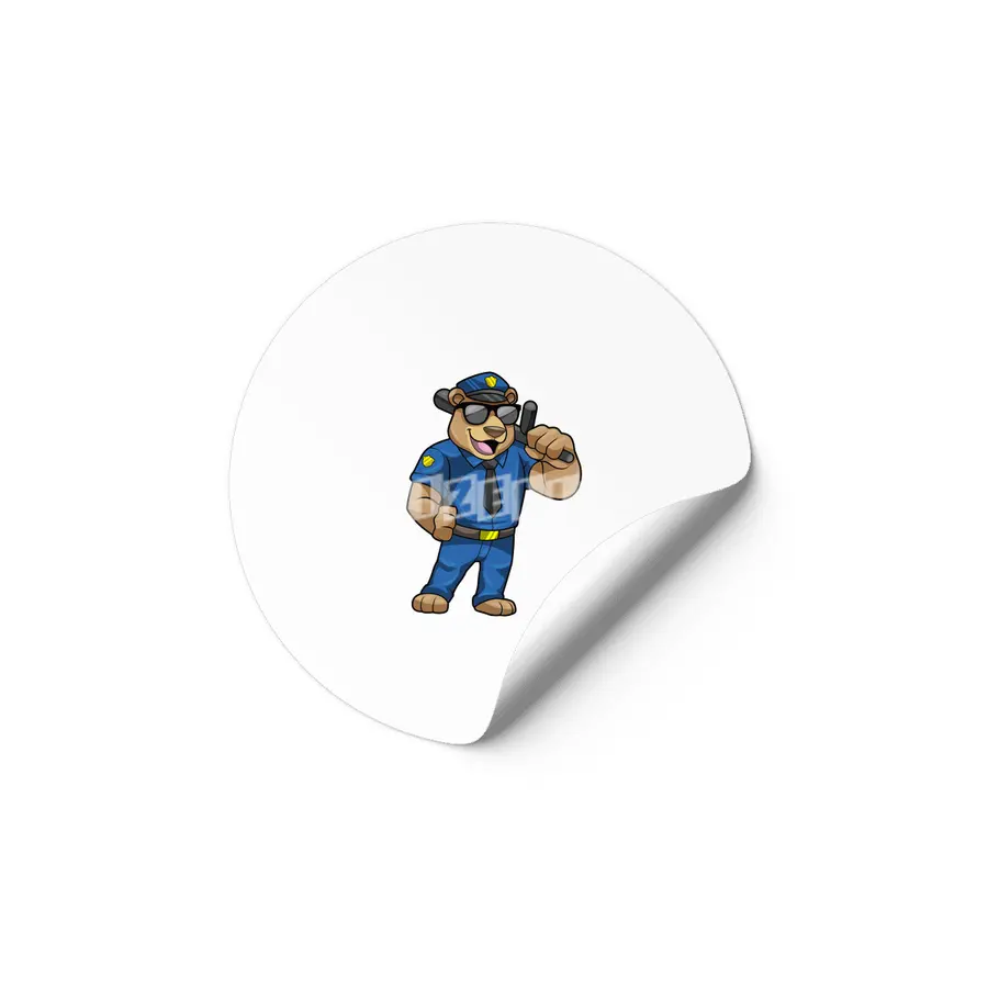 Bear as Police officer with Police uniform & Baton Etiket