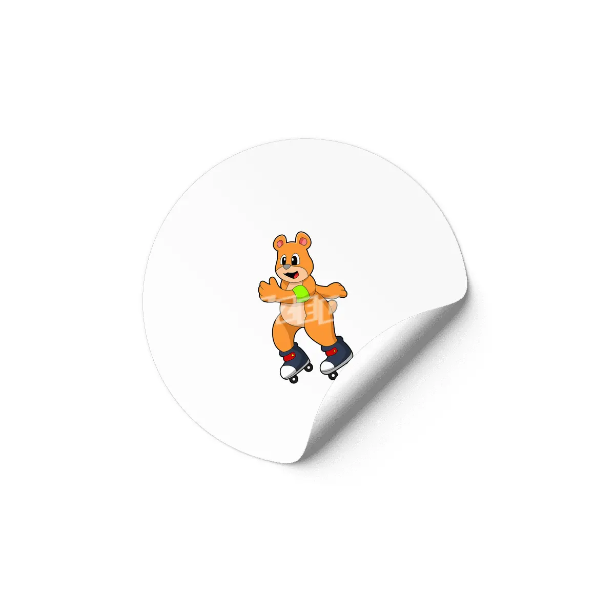 Bear as Skater with Inline skates Etiket