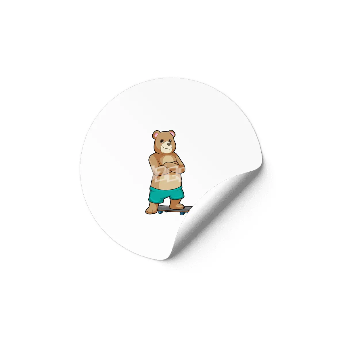 Bear as Skater with Skateboard Etiket