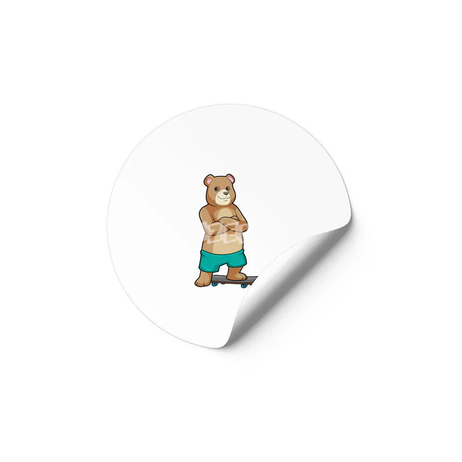 Bear as Skater with Skateboard Etiket