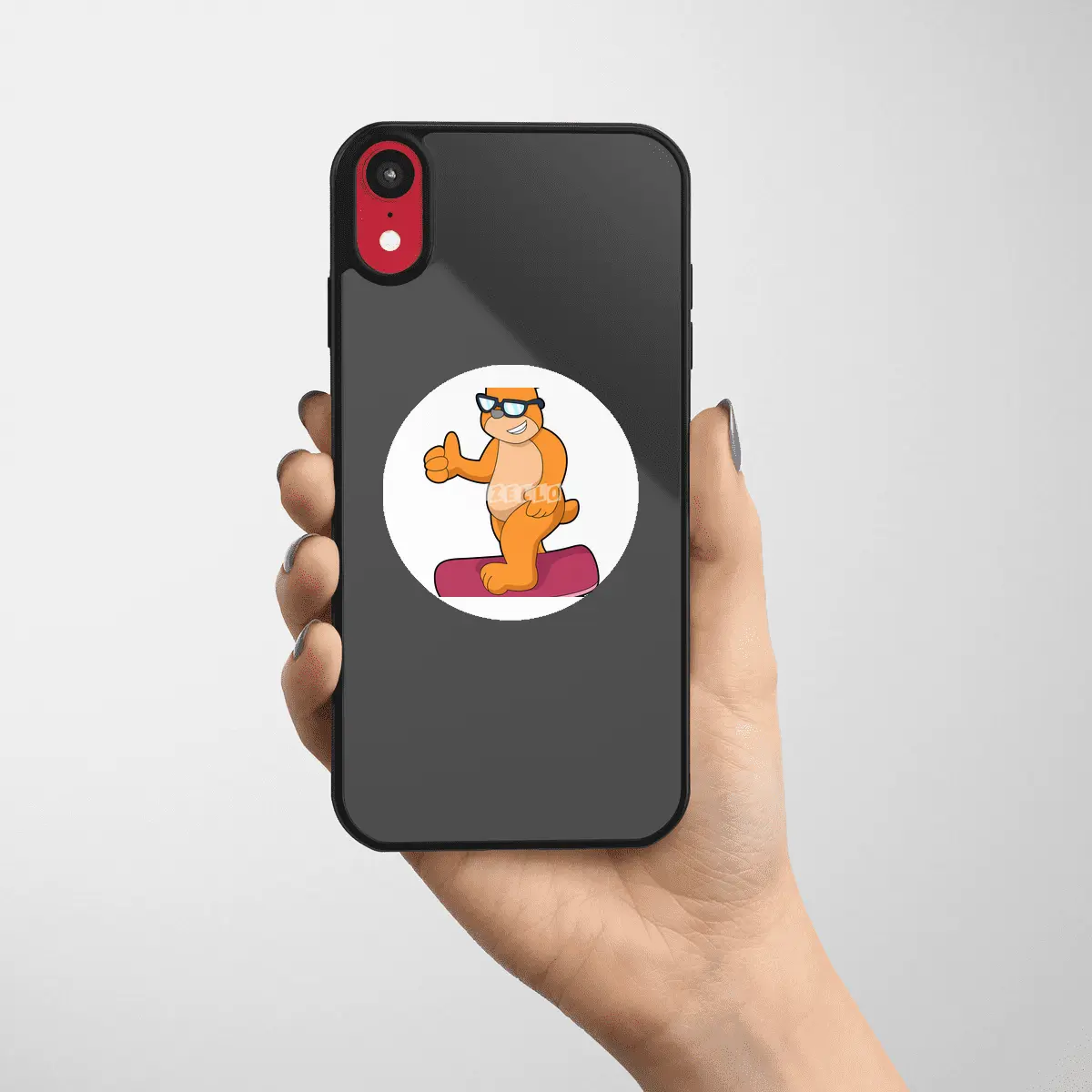 Bear as Skater with Skateboard Etiket