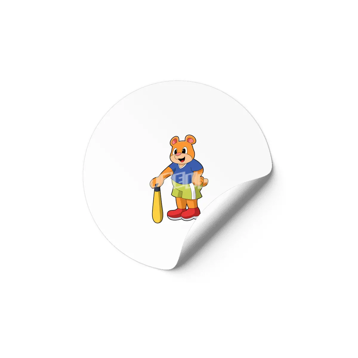 Bear at Baseball with Baseball bat Etiket