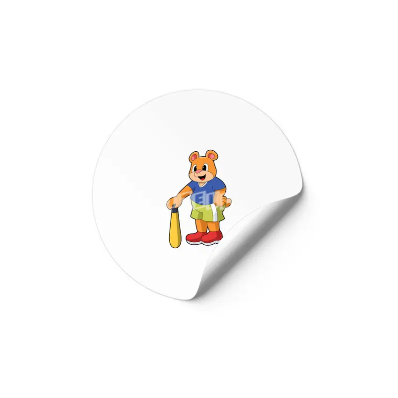 Bear at Baseball with Baseball bat Etiket