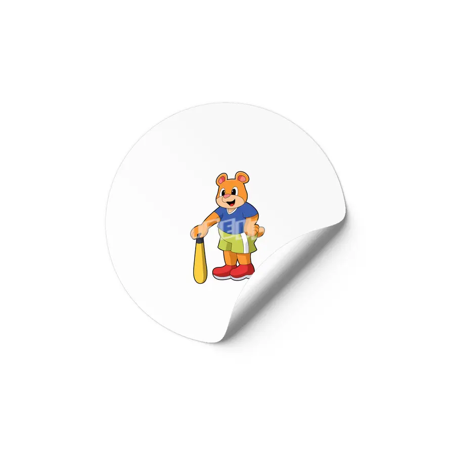 Bear at Baseball with Baseball bat Etiket