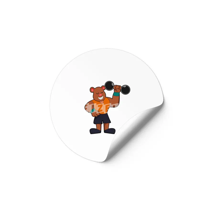 Bear at Bodybuilding with Dumbbell Etiket