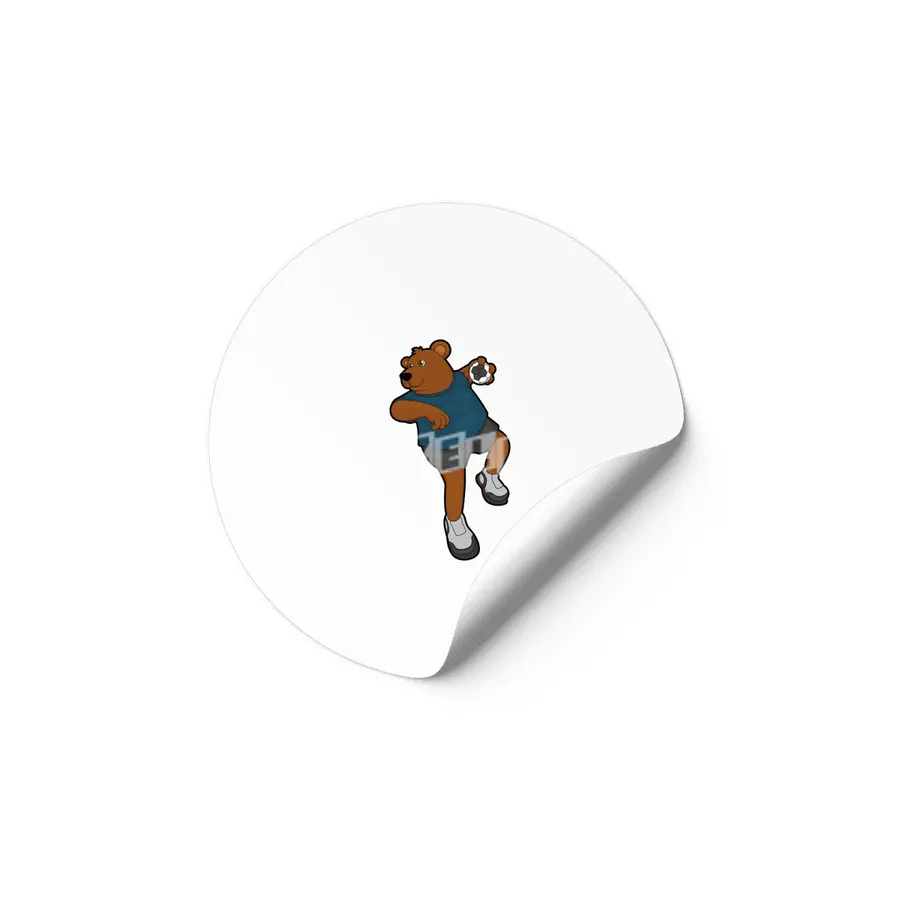 Bear at Handball player with Handball Etiket