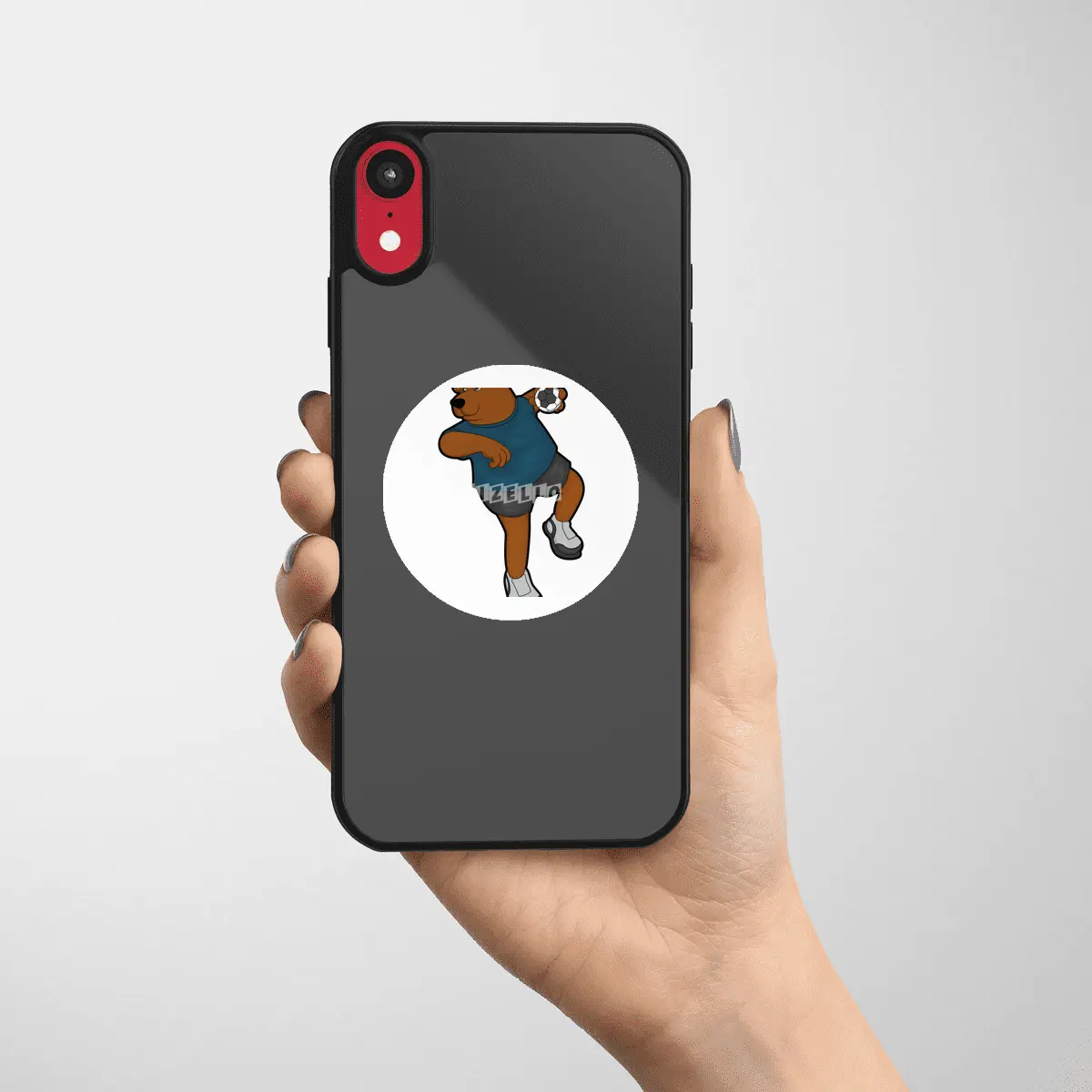 Bear at Handball player with Handball Etiket