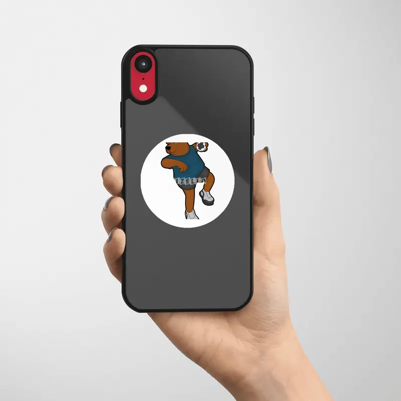 Bear at Handball player with Handball Etiket