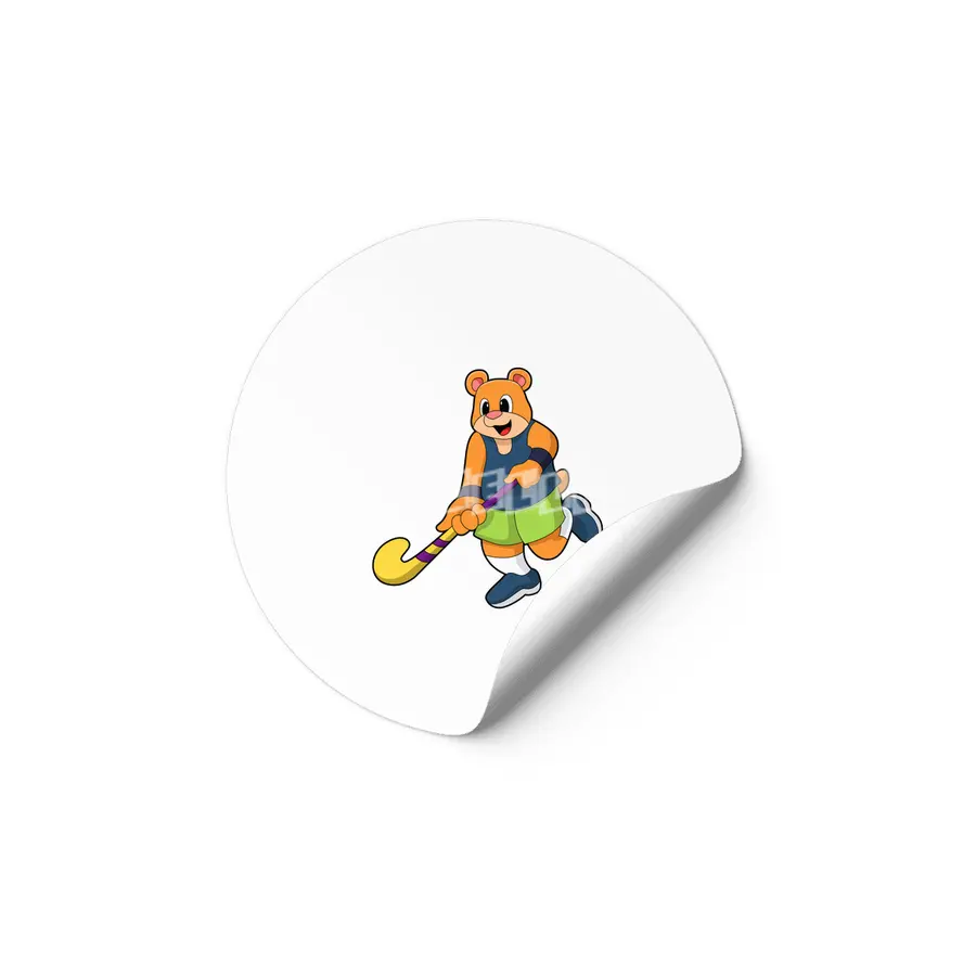 Bear at Hockey with Hockey bat Etiket