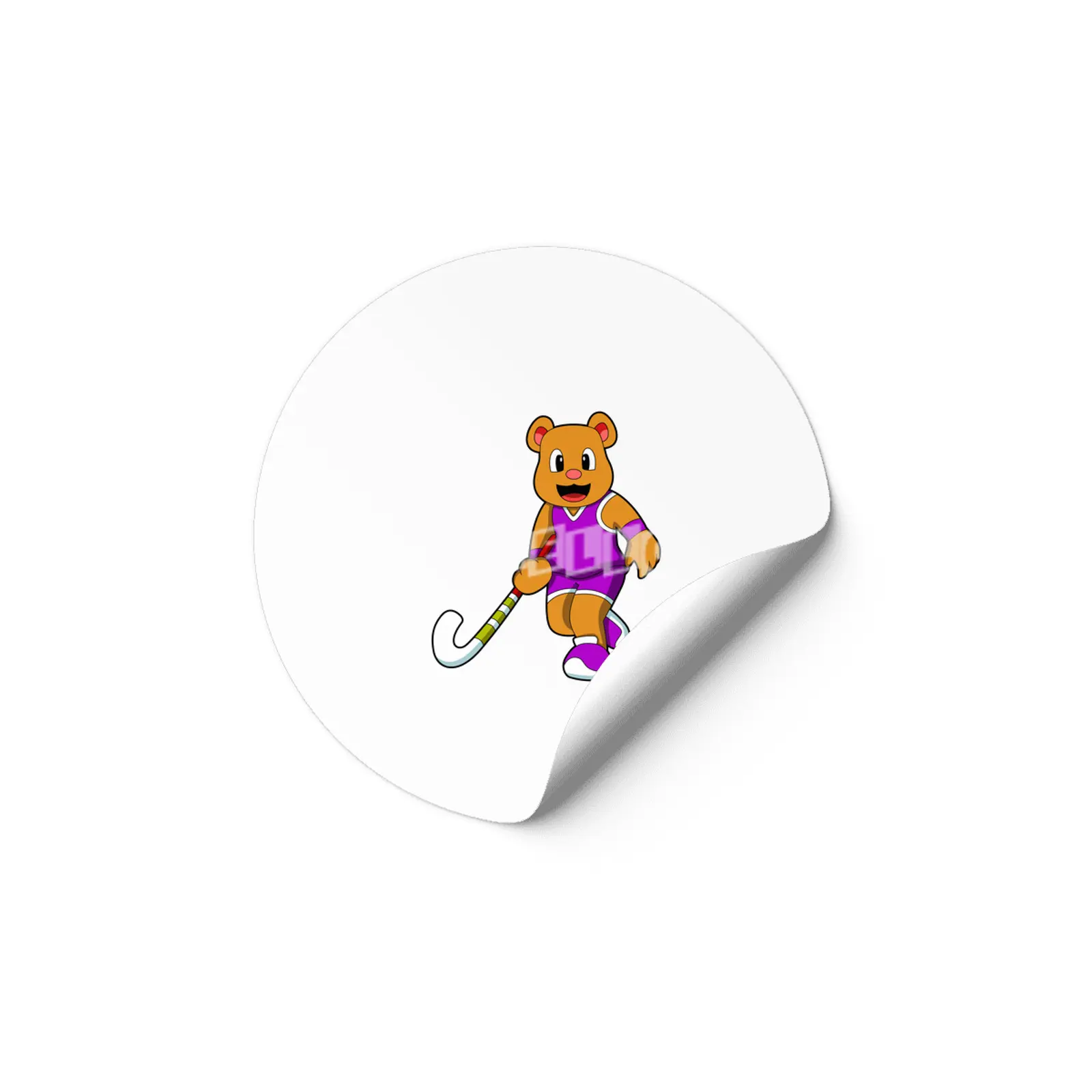 Bear at Hockey with Hockey stick Etiket