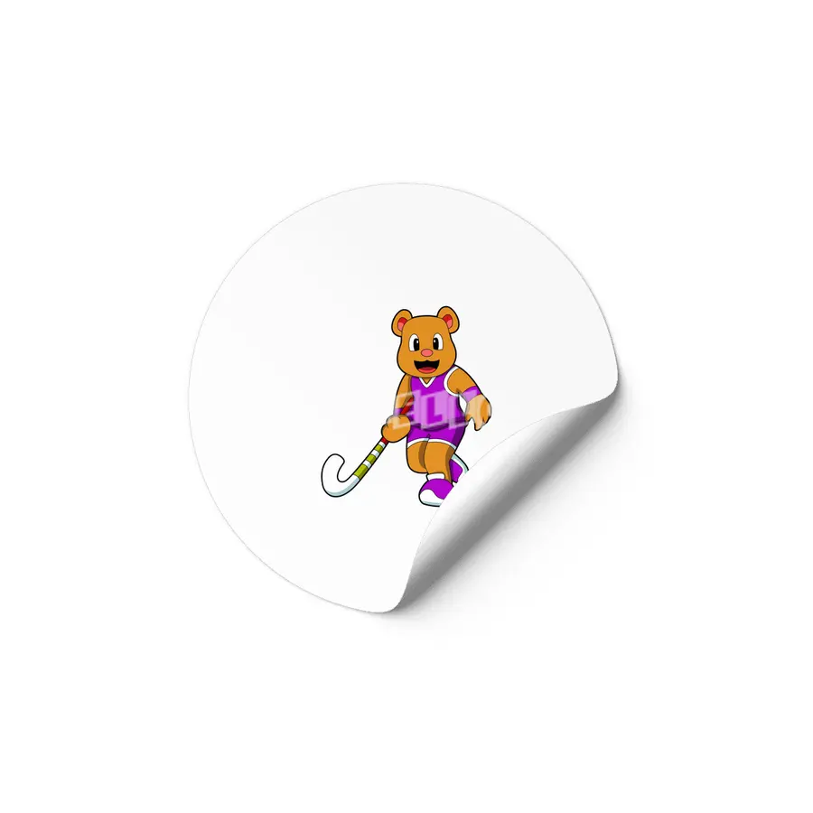 Bear at Hockey with Hockey stick Etiket